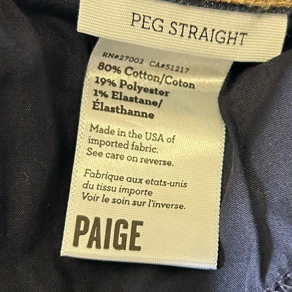 PAIGE Blue Denim Peg Straight Jeans Size 32